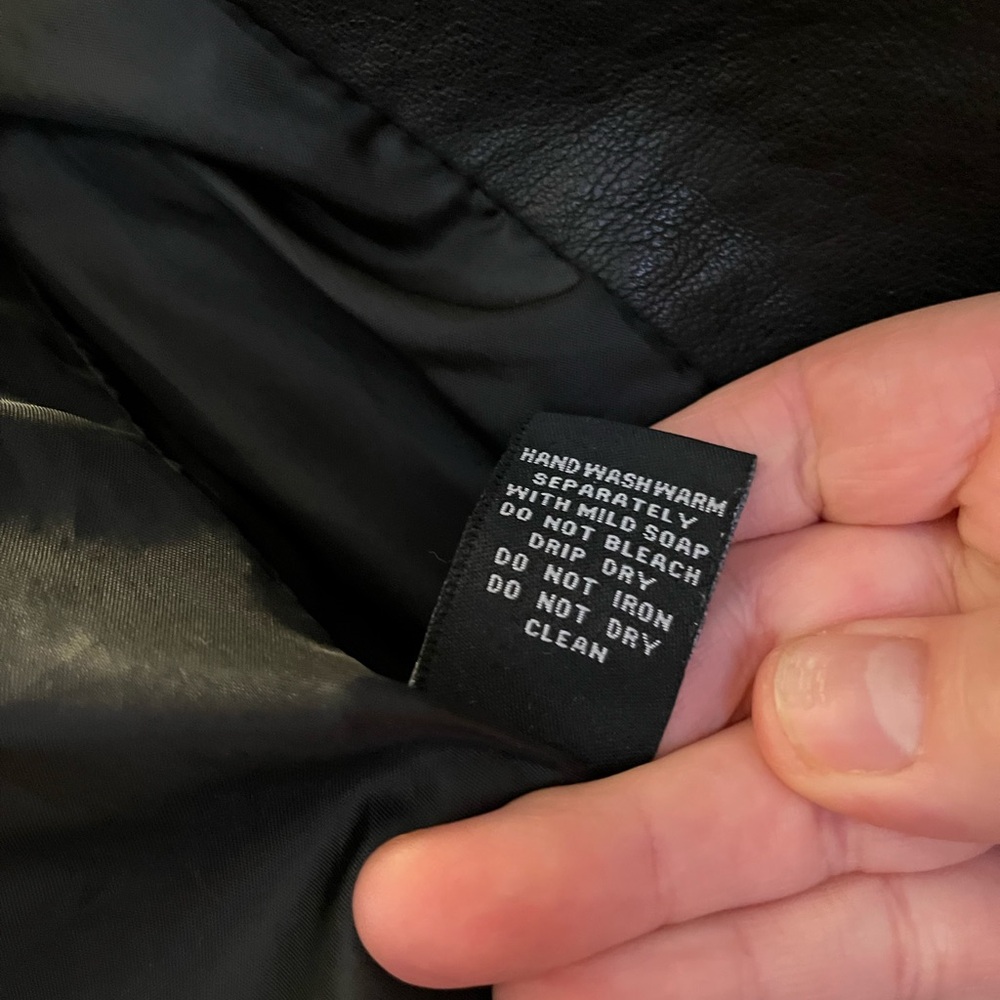 New Look Black Leather Motorcycle Jacket - Picture 5 of 11